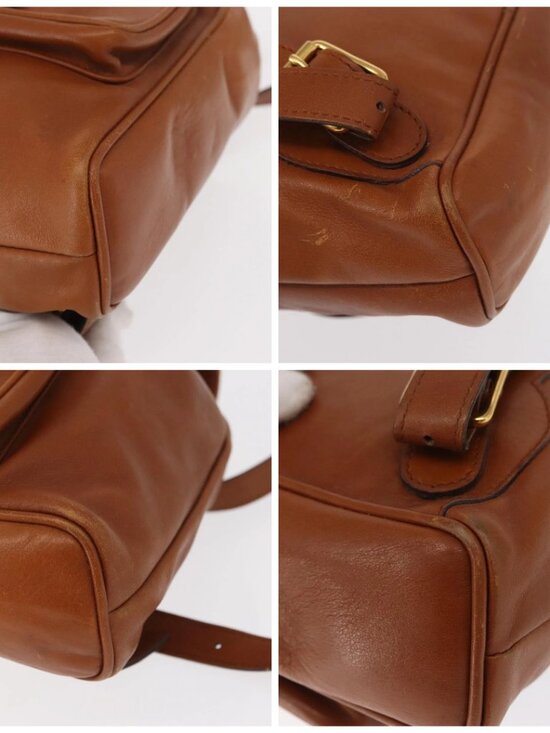 GUCCI Bamboo Backpack Leather Brown Gold 003 1956 0030 Auth 153732 main image 5